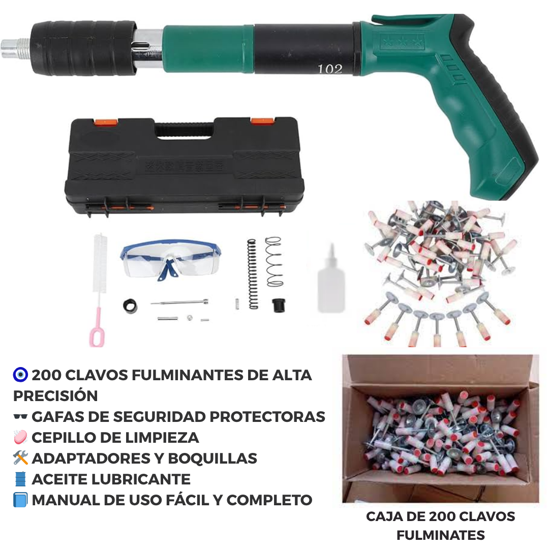 Pistola Remachadora de Clavos + Estuche con Guantes+Gafas Protectoras+Clavos Regalo